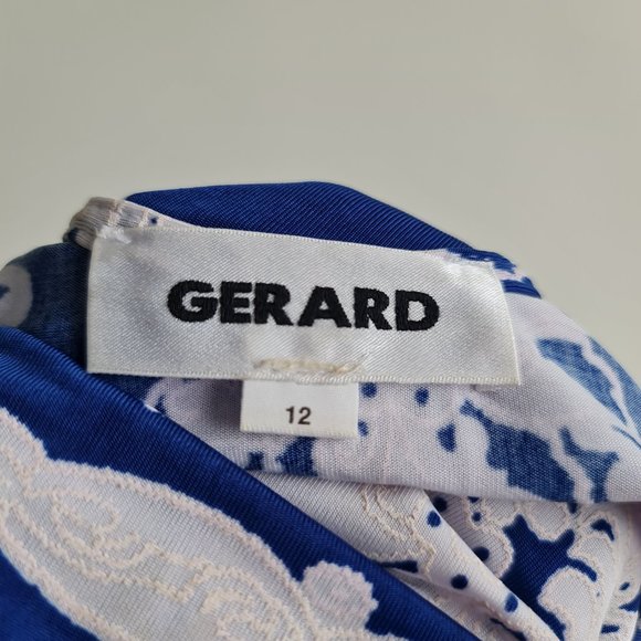 Gerard Blue White Pattern Sleeveless Summer Dress UK 12 Stretch - Picture 6 of 7